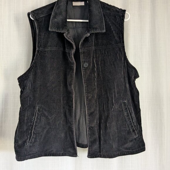 Nordstrom Black Collared Button Down Cotton Corduroy Vest XL - Picture 9 of 10